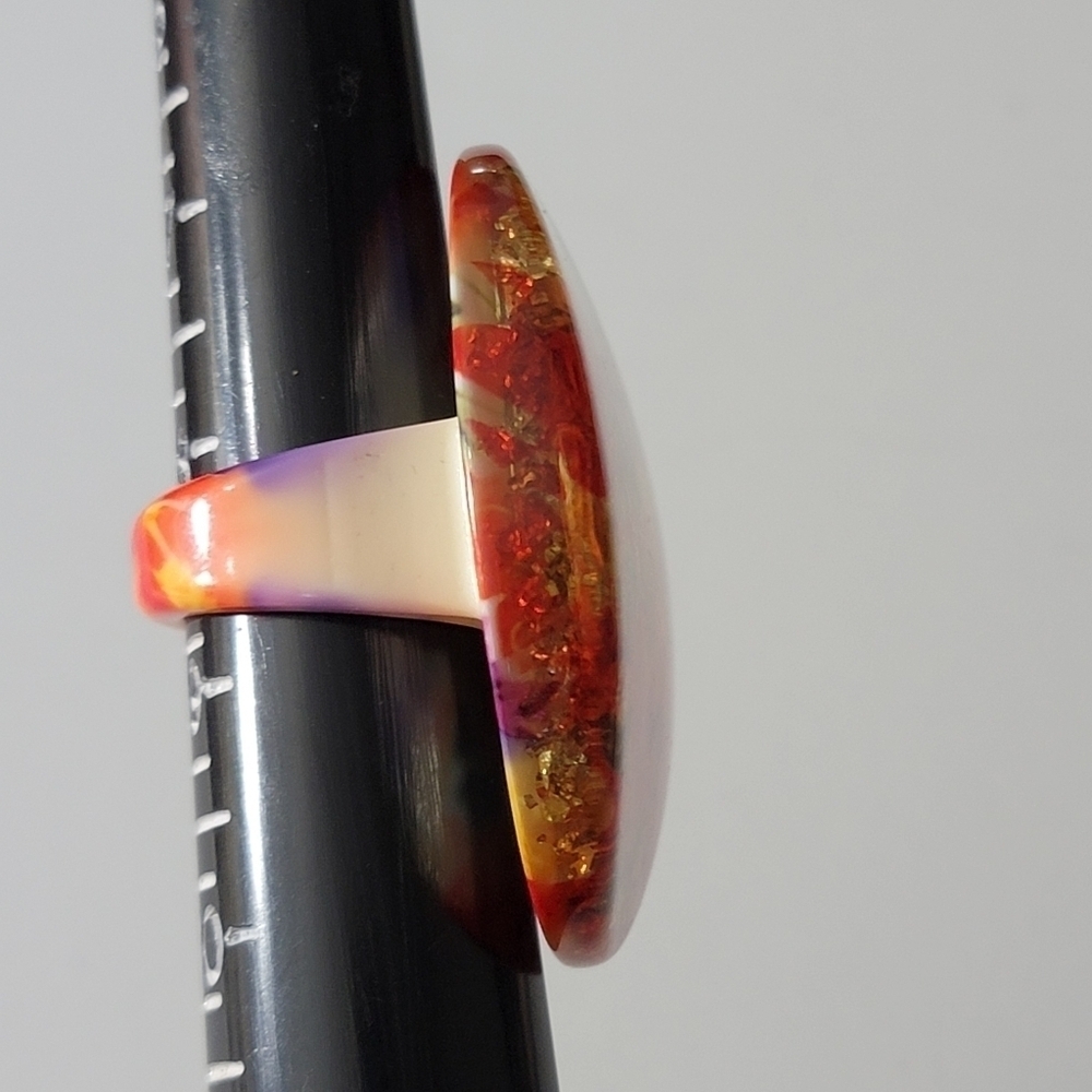 Large Smooth Acrylic Statement Ring Reds Rhinestone 8New without tags R4 - Picture 10 of 14